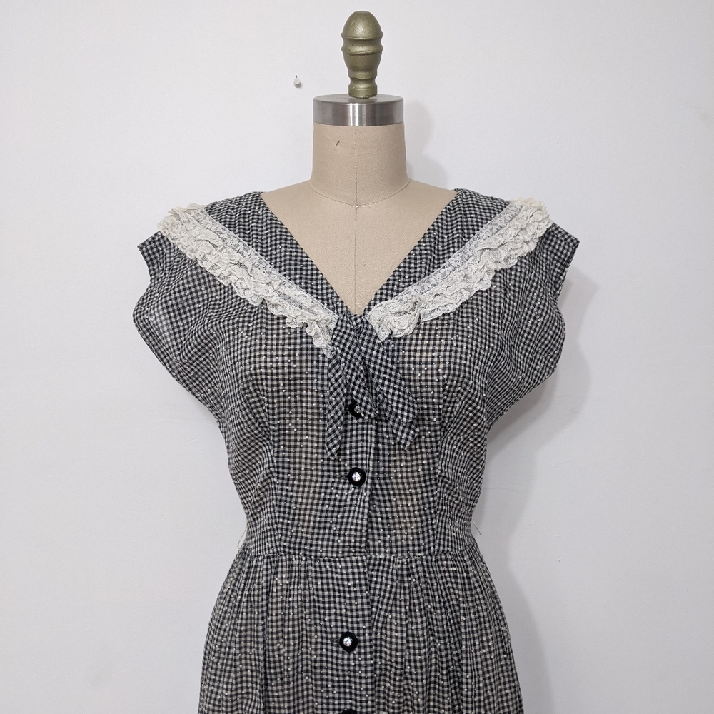 (53) vtg 1950s fit and flare besotted gingham dress - Picture 4 of 5
